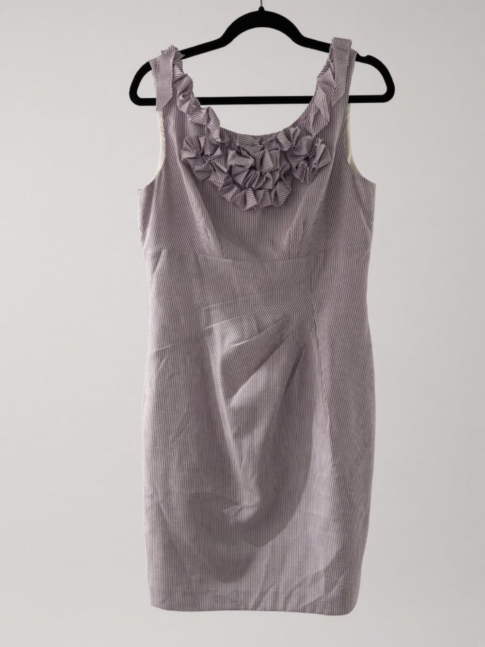 Tahari Seersucker Sheath Dress — Lavender Stripe — Size 8